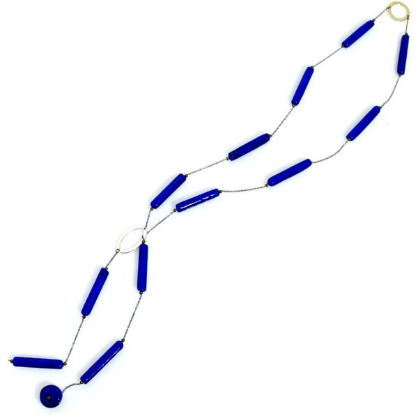 Collana Kilindo' sautoir blu lapis Olimpia Aveta Design Gioielli contemporanei in vetro di Murano