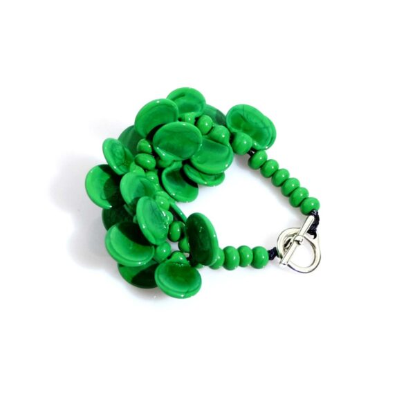 Bracciale LEI verde erba Olimpia Aveta Design gioielli contemporanei in vetro di Murano