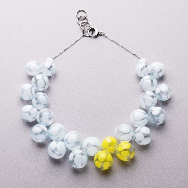 Collana in vetro soffiato Andromeda bianca e gialla