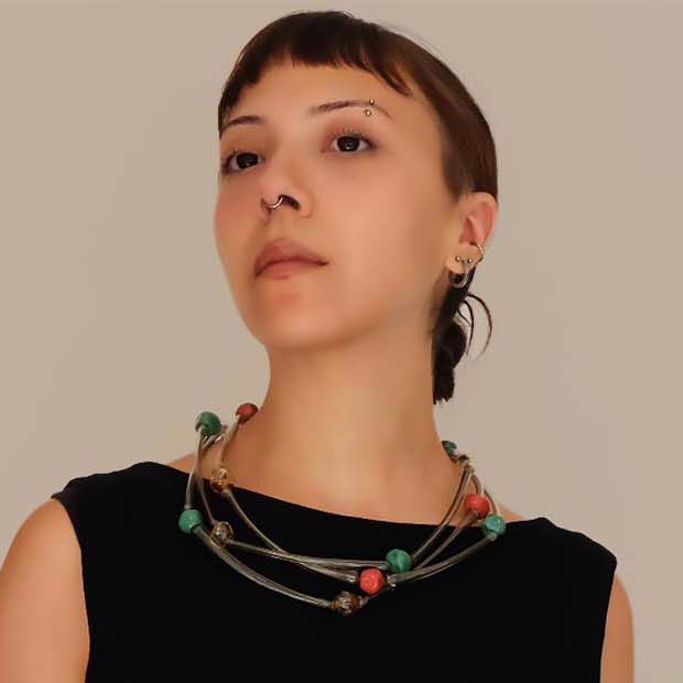 Blown Glass Necklace Diaphanous Giro 2.0 Grigia