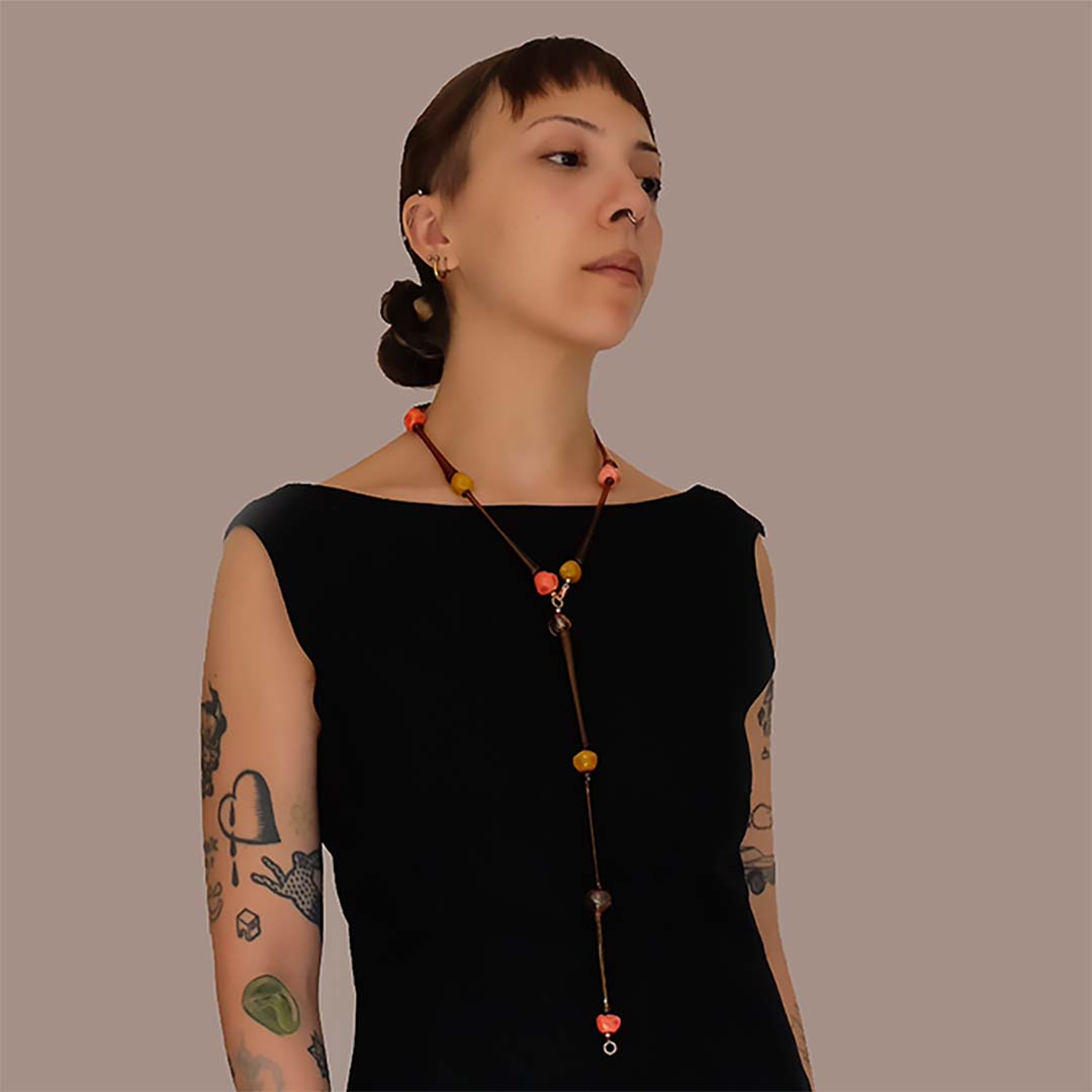 Blown Glass Necklace Diaphanous Lunga 2.0 Topazio