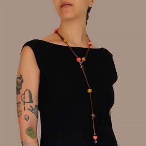 Blown Glass Necklace Diaphanous Lunga 2.0 Topazio