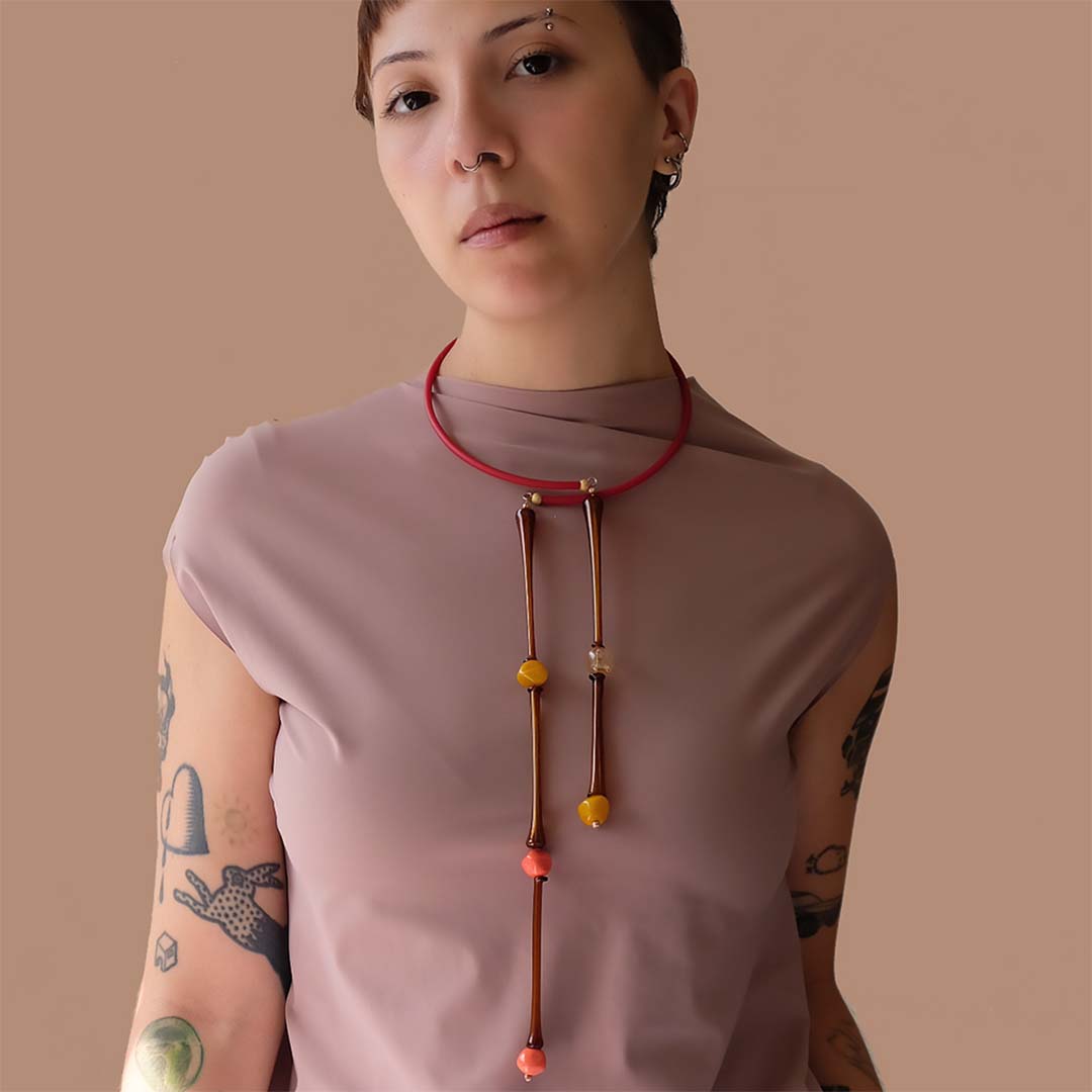 Blown Glass Necklace Diaphanous Choker 2.0 Topazio
