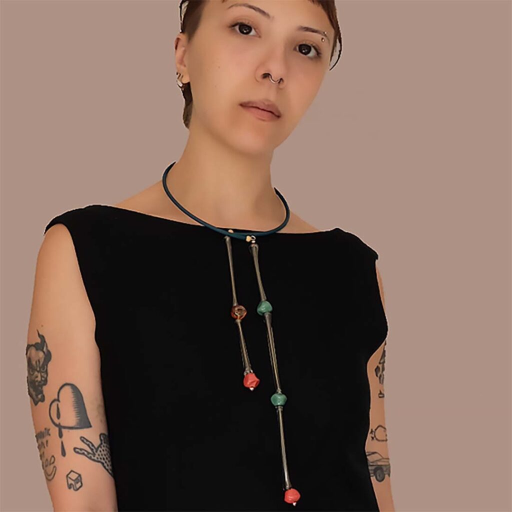Blown Glass Necklace Diaphanous Choker 2.0 Grigia