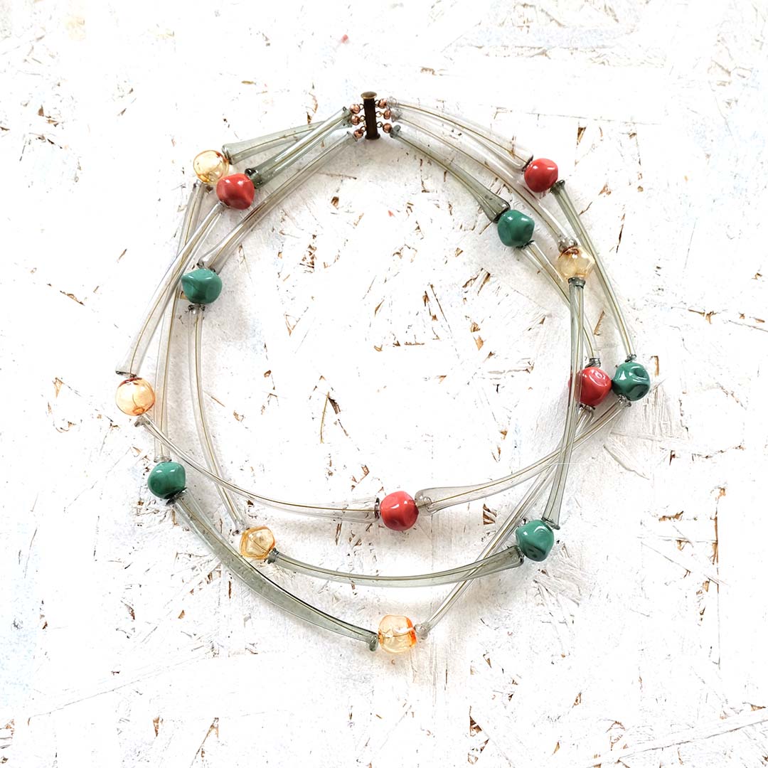 Blown Glass Necklace Diaphanous Giro 2.0 Grigia