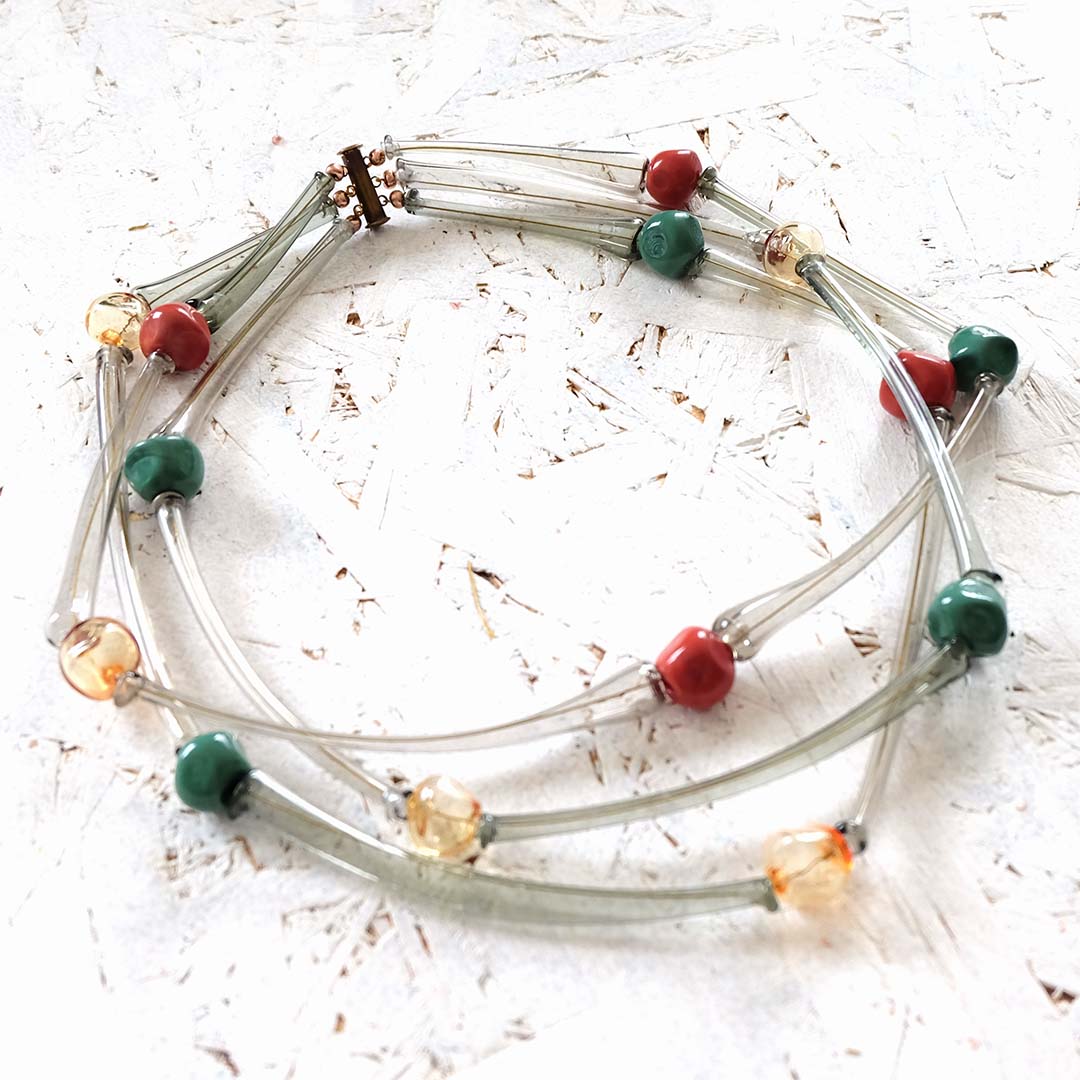 Blown Glass Necklace Diaphanous Giro 2.0 Grigia