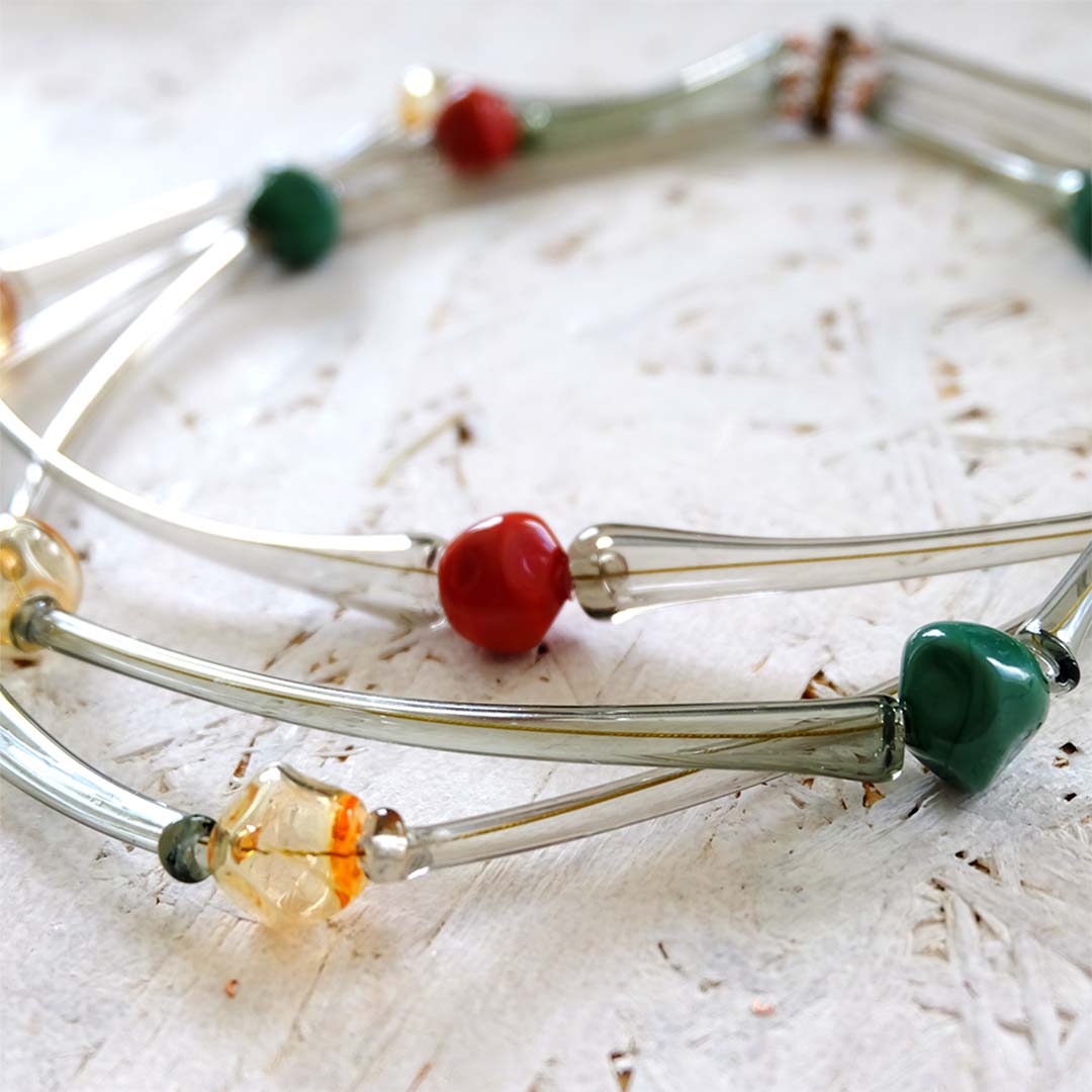Blown Glass Necklace Diaphanous Giro 2.0 Grigia